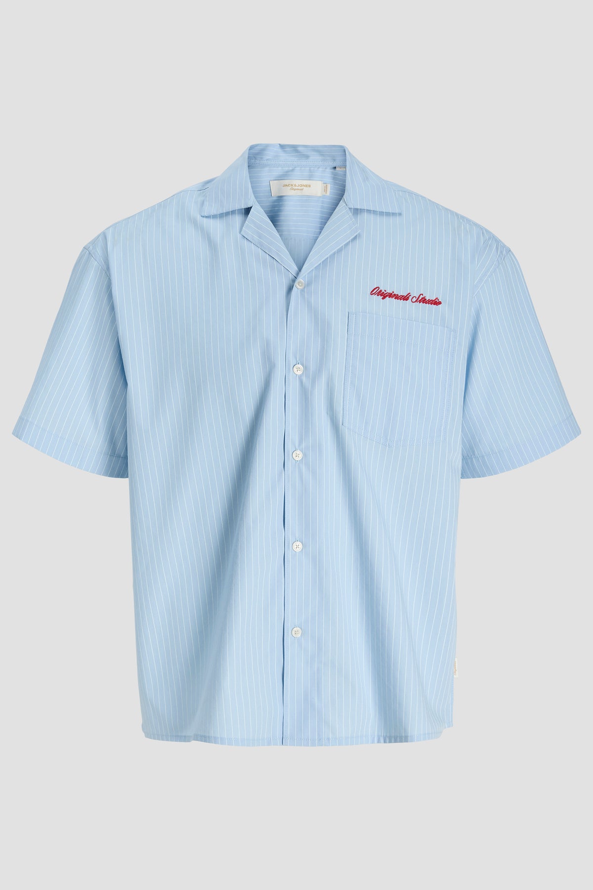 Jack & Jones Menton Poplin Stripe Resort Shirt SS Cashmere Blue