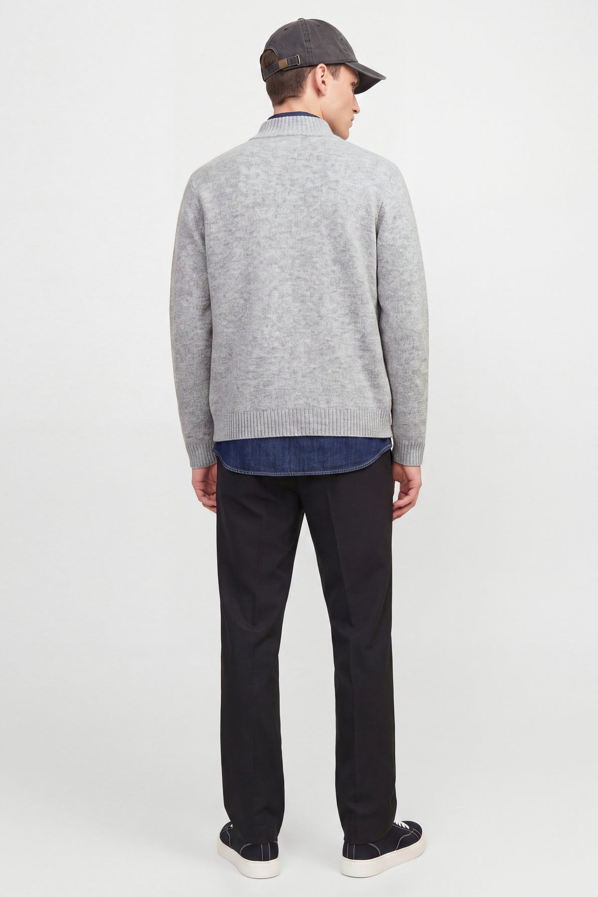 Jack & Jones Soho Ollie Knit High Neck Zip Car Light Grey Melange