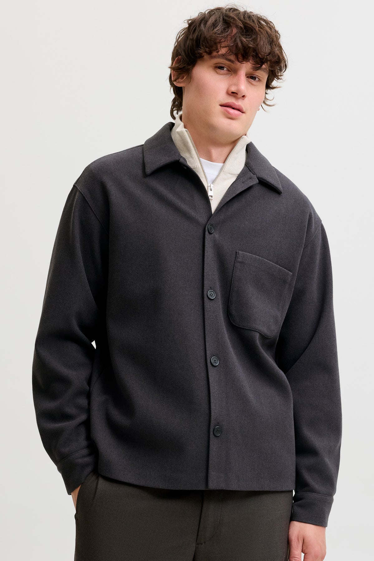 Jack & Jones Regent Overshirt Dark Grey Melange