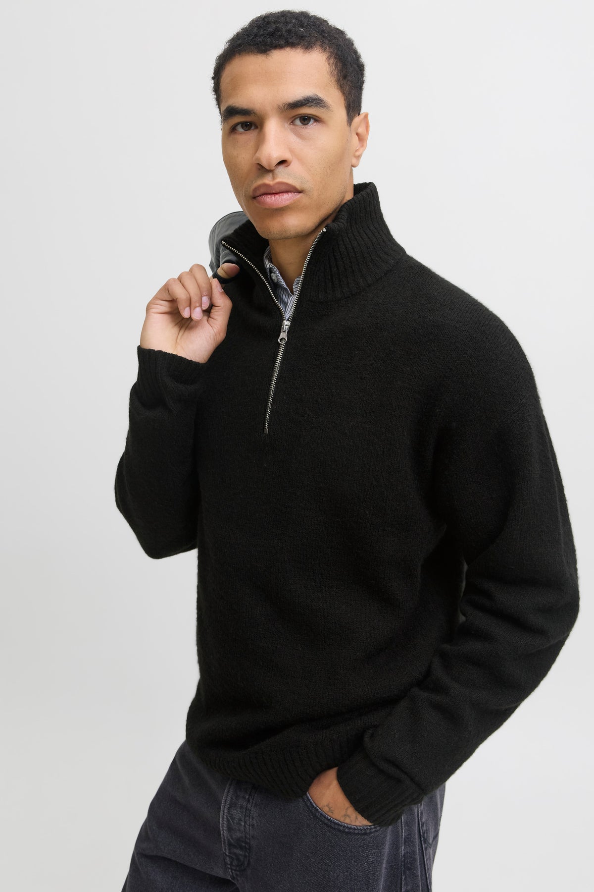 Jack & Jones Soho Ollie Knit Half Zip Black
