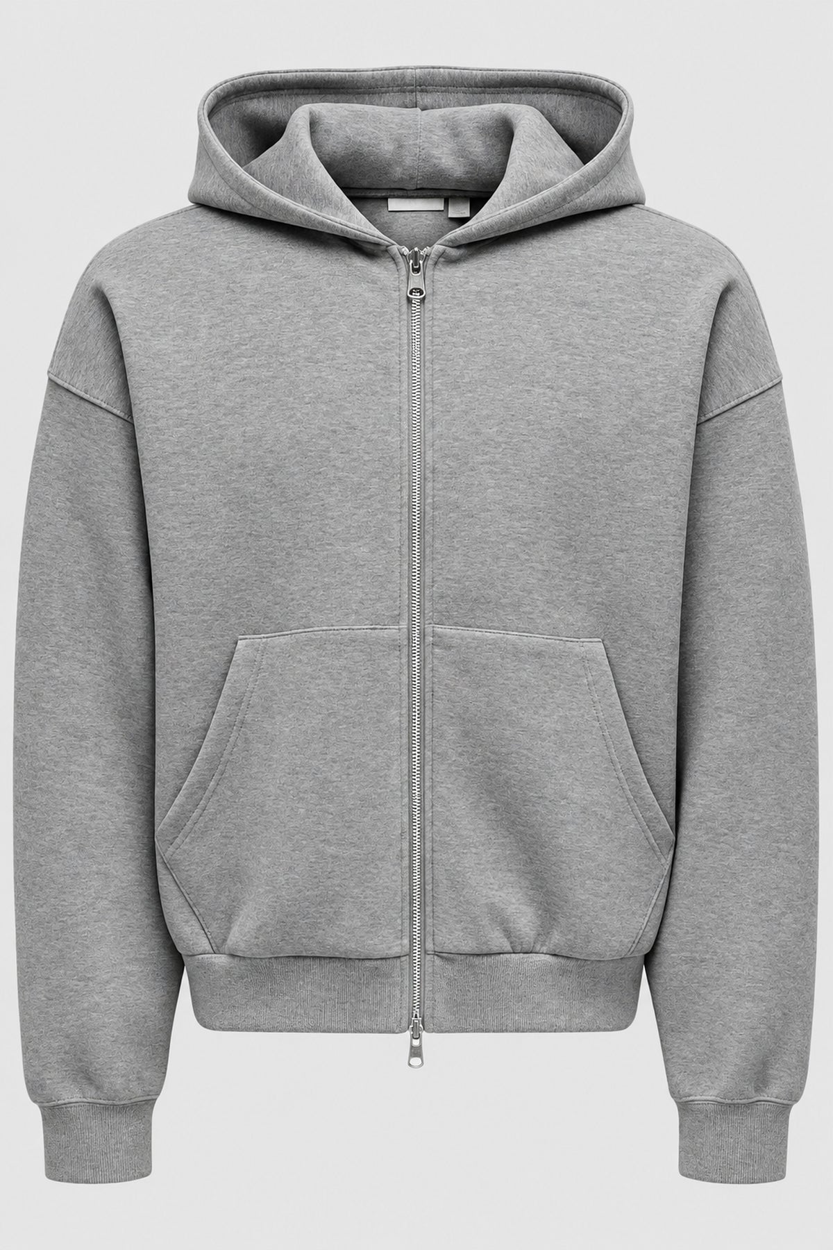 ONLY & SONS Goyle Box Fit Scuba Zip Hoodie Grey Melange