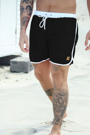 Urban Classics Retro Badeshorts Black/White