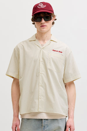 Jack & Jones Menton Poplin Stripe Resort Shirt SS Cloud Dancer