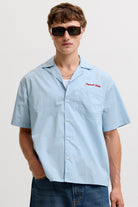 Jack & Jones Menton Poplin Stripe Resort Shirt SS Cashmere Blue