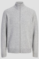 Jack & Jones Soho Ollie Knit High Neck Zip Car Light Grey Melange