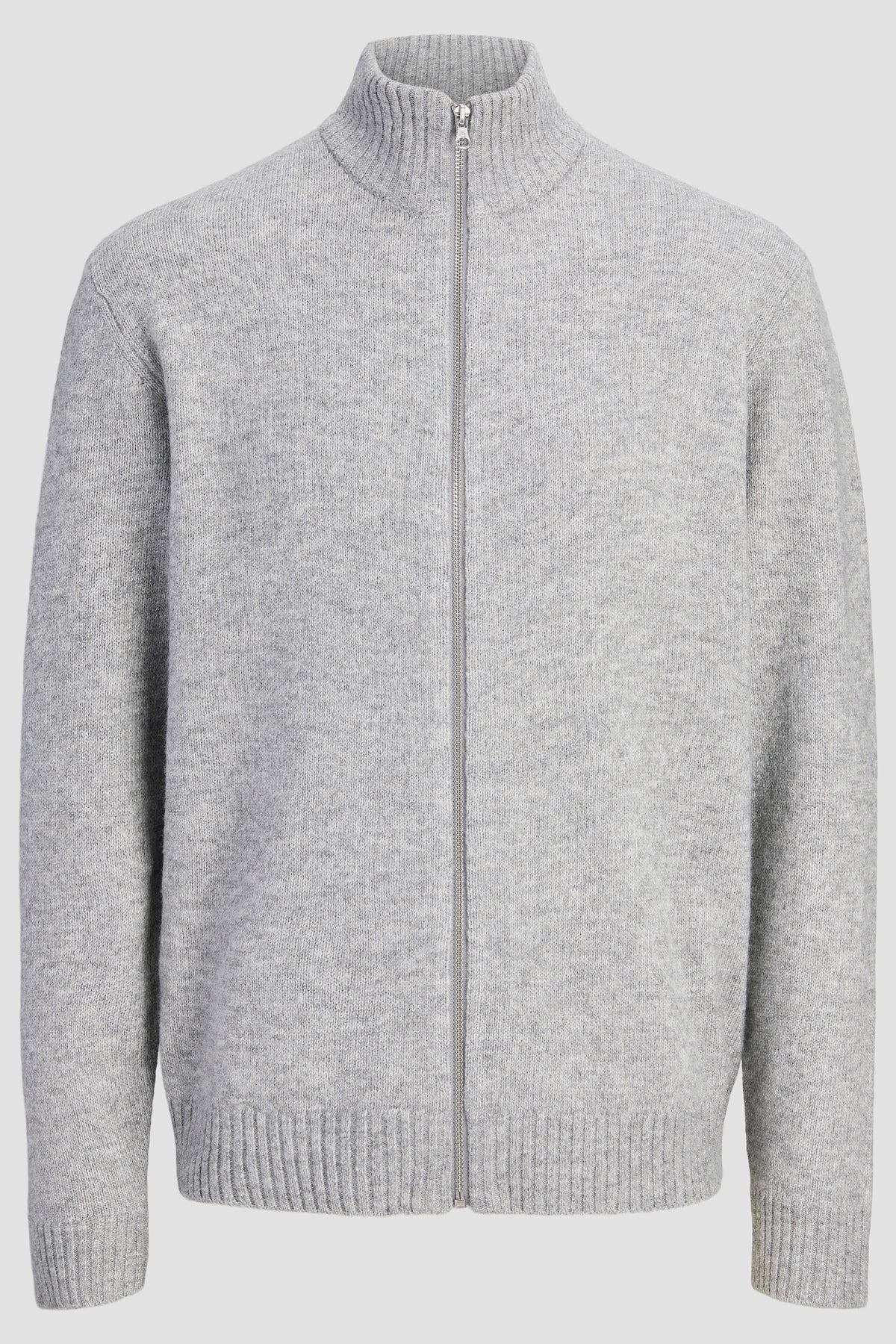 Jack & Jones Soho Ollie Knit High Neck Zip Car Light Grey Melange