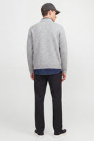 Jack & Jones Soho Ollie Knit High Neck Zip Car Light Grey Melange