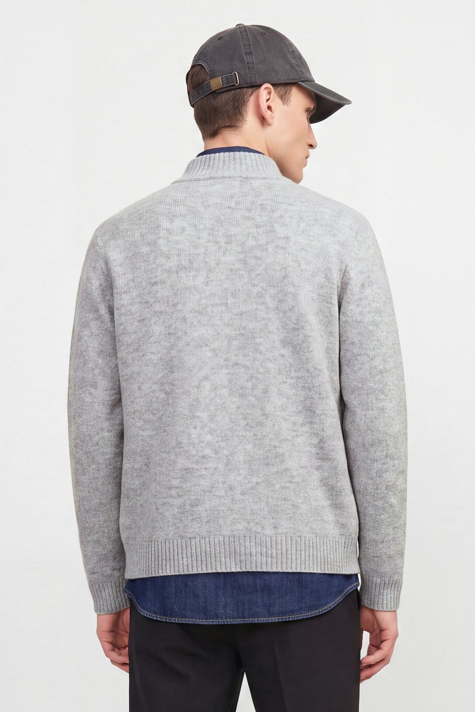 Jack & Jones Soho Ollie Knit High Neck Zip Car Light Grey Melange