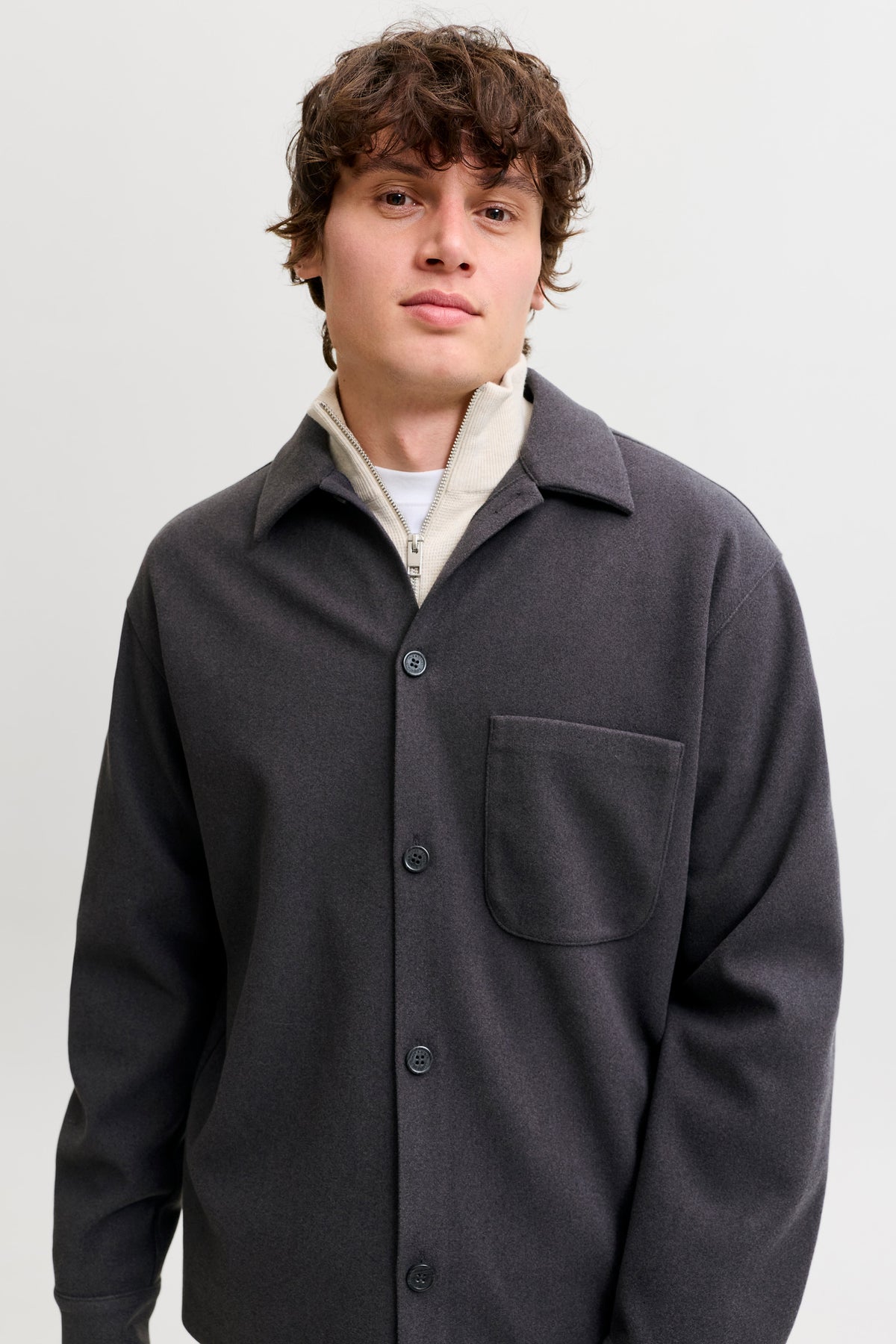 Jack & Jones Regent Overshirt Dark Grey Melange