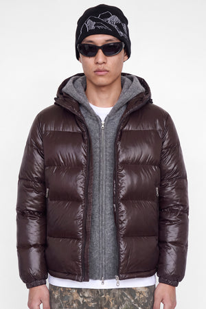 Jack & Jones Club Shiny Puffer Jacket Chocolate Torte