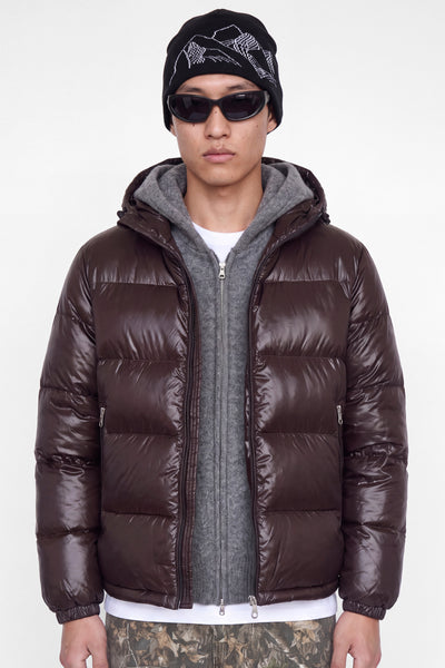 Jack & Jones Club Shiny Puffer Jacket Chocolate Torte