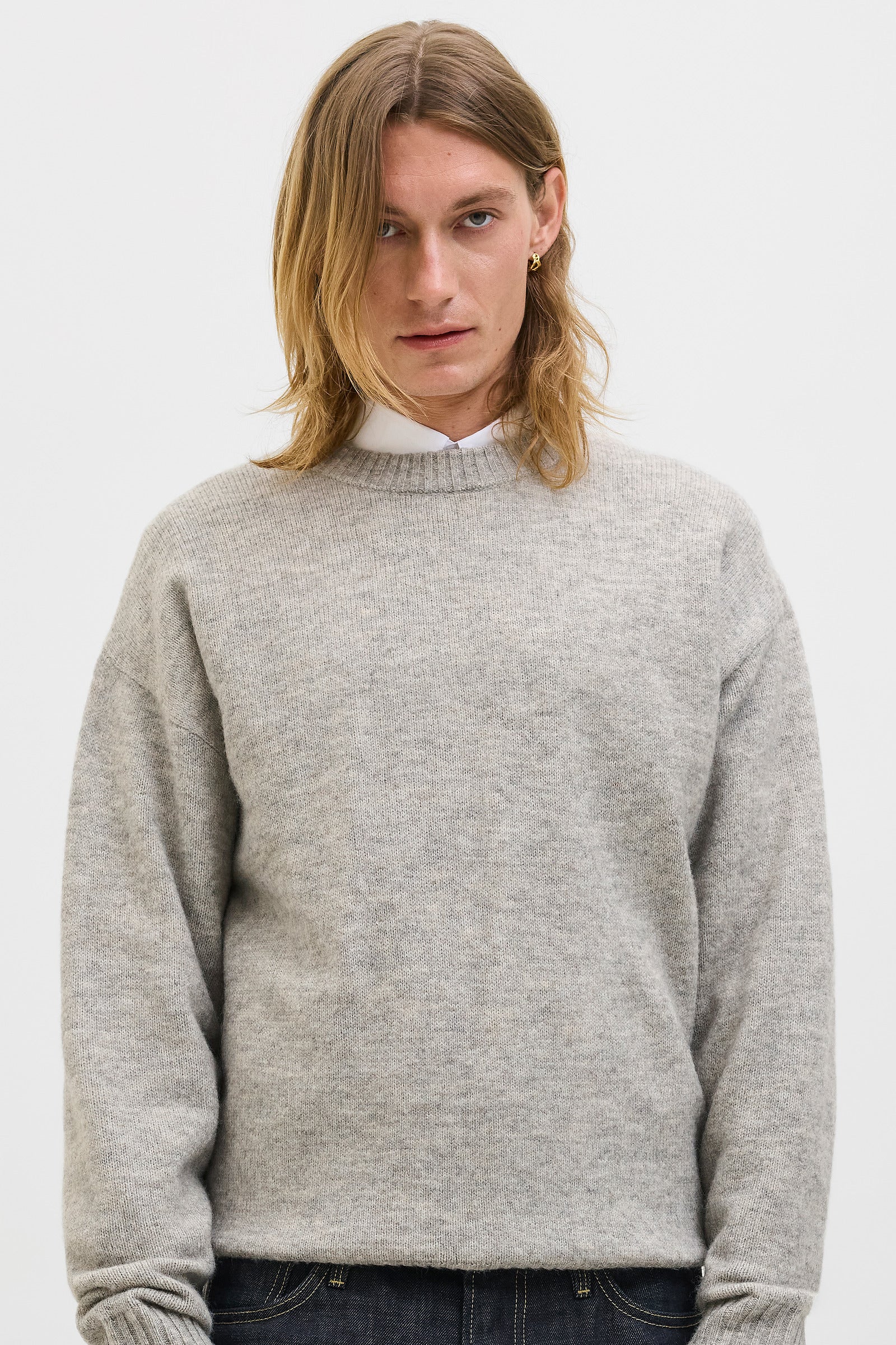 Jack & Jones Soho Ollie Knit Crew Neck Light Grey Melange