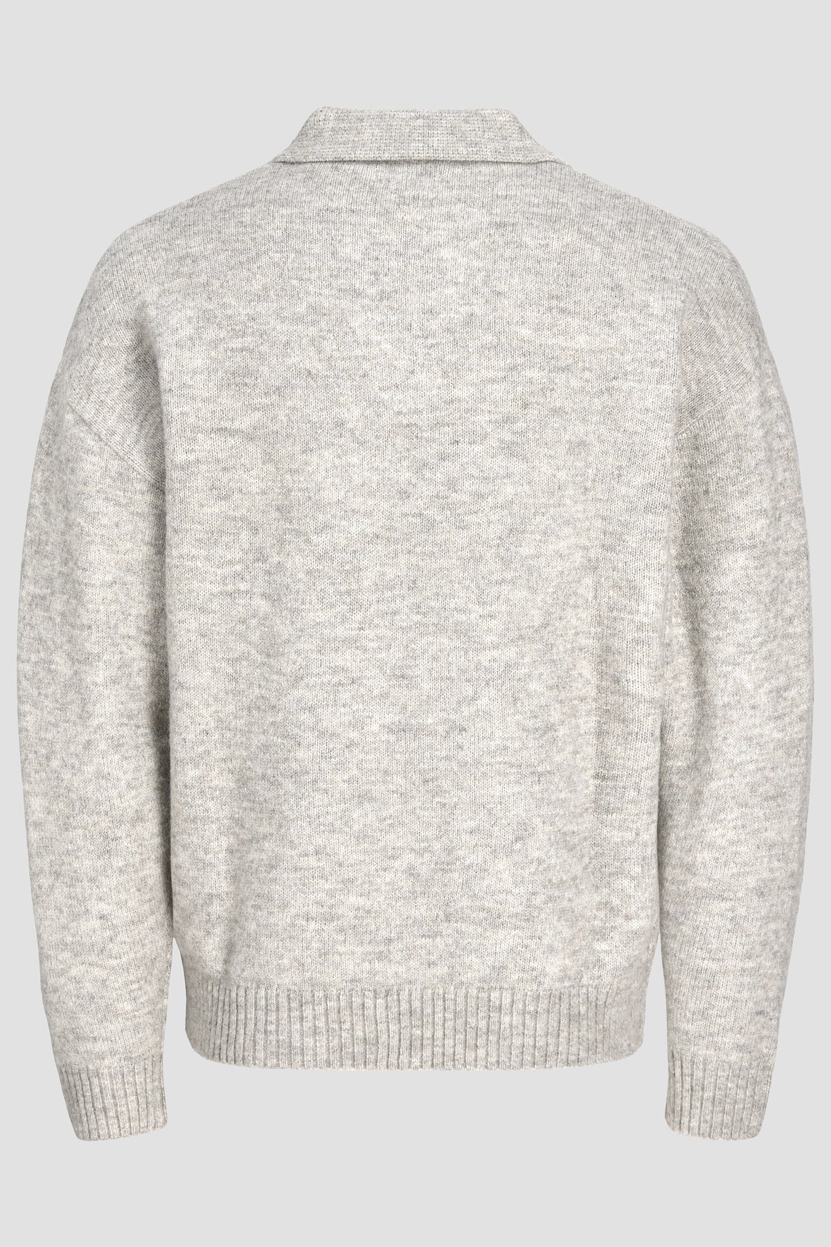 Jack & Jones Soho Ollie Knit Split Neck Light Grey Melange