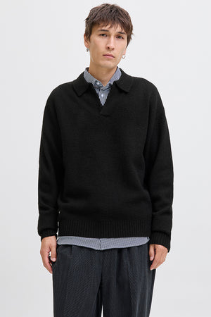 Jack & Jones Soho Ollie Knit Split Neck Black
