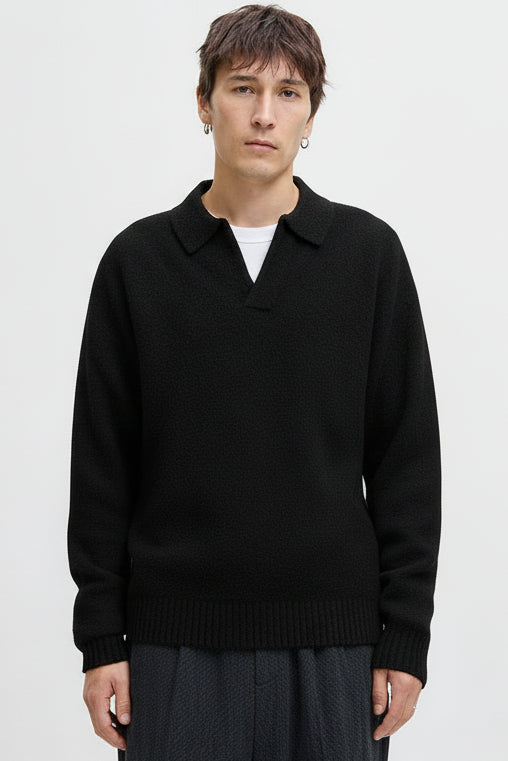 Jack & Jones Soho Ollie Knit Split Neck Black