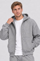 ONLY & SONS Goyle Box Fit Scuba Zip Hoodie Grey Melange