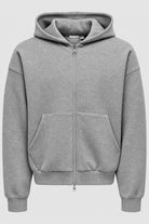 ONLY & SONS Goyle Box Fit Scuba Zip Hoodie Grey Melange