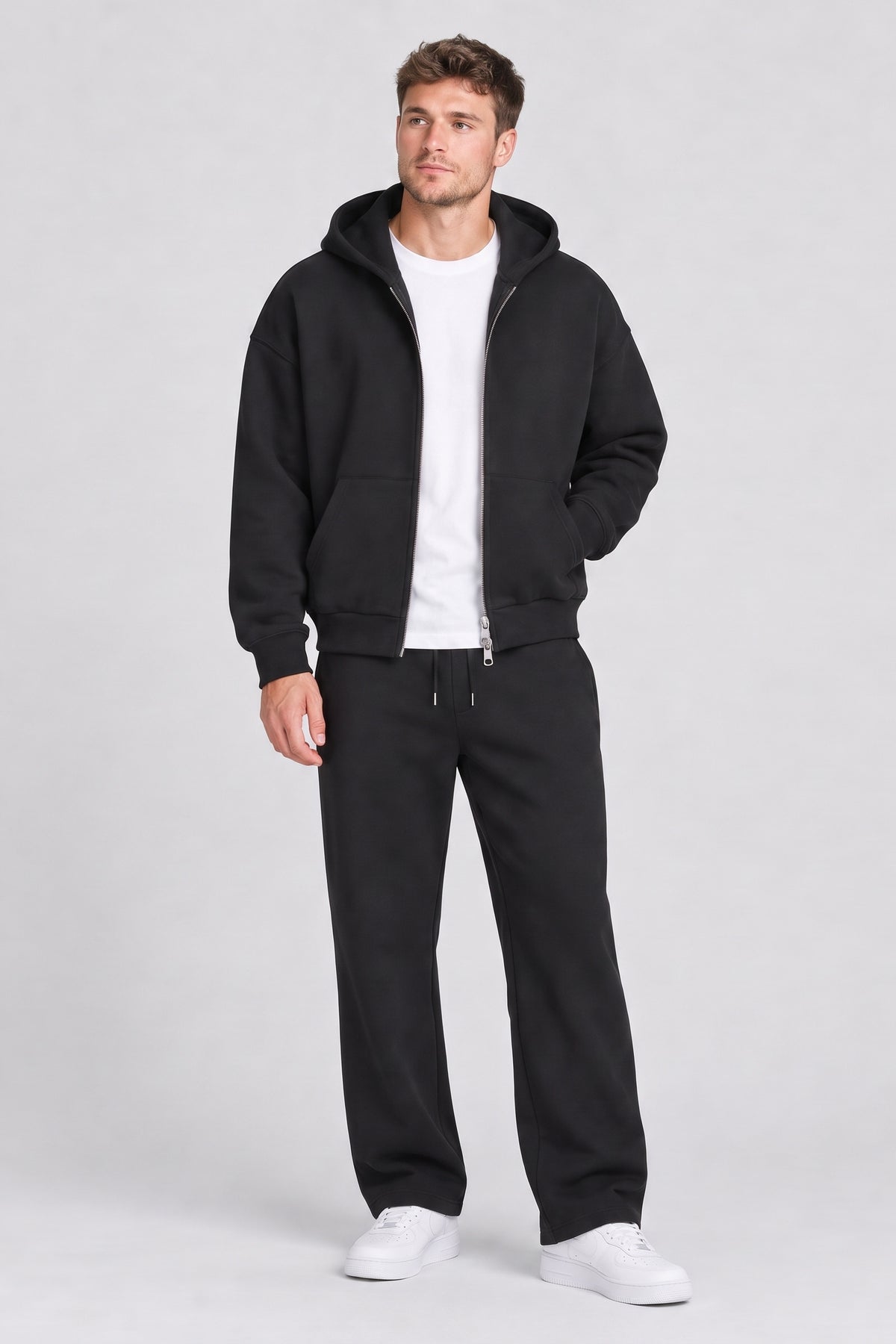 ONLY & SONS Goyle Box Fit Scuba Zip Hoodie Black