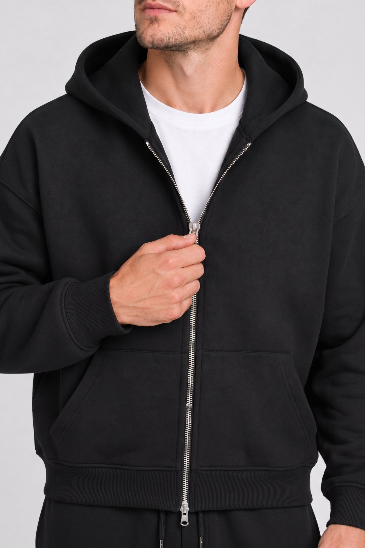 ONLY & SONS Goyle Box Fit Scuba Zip Hoodie Black