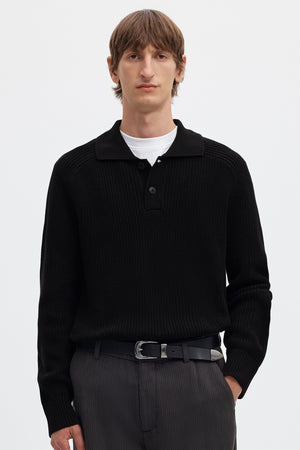 Selected Pim Knit Polo Camp Black