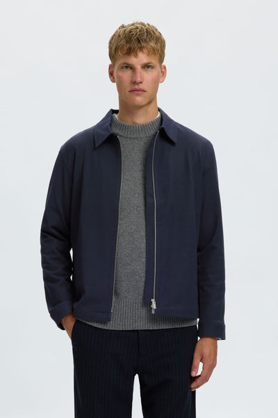 Selected Finn Zip Jacket Navy Blazer