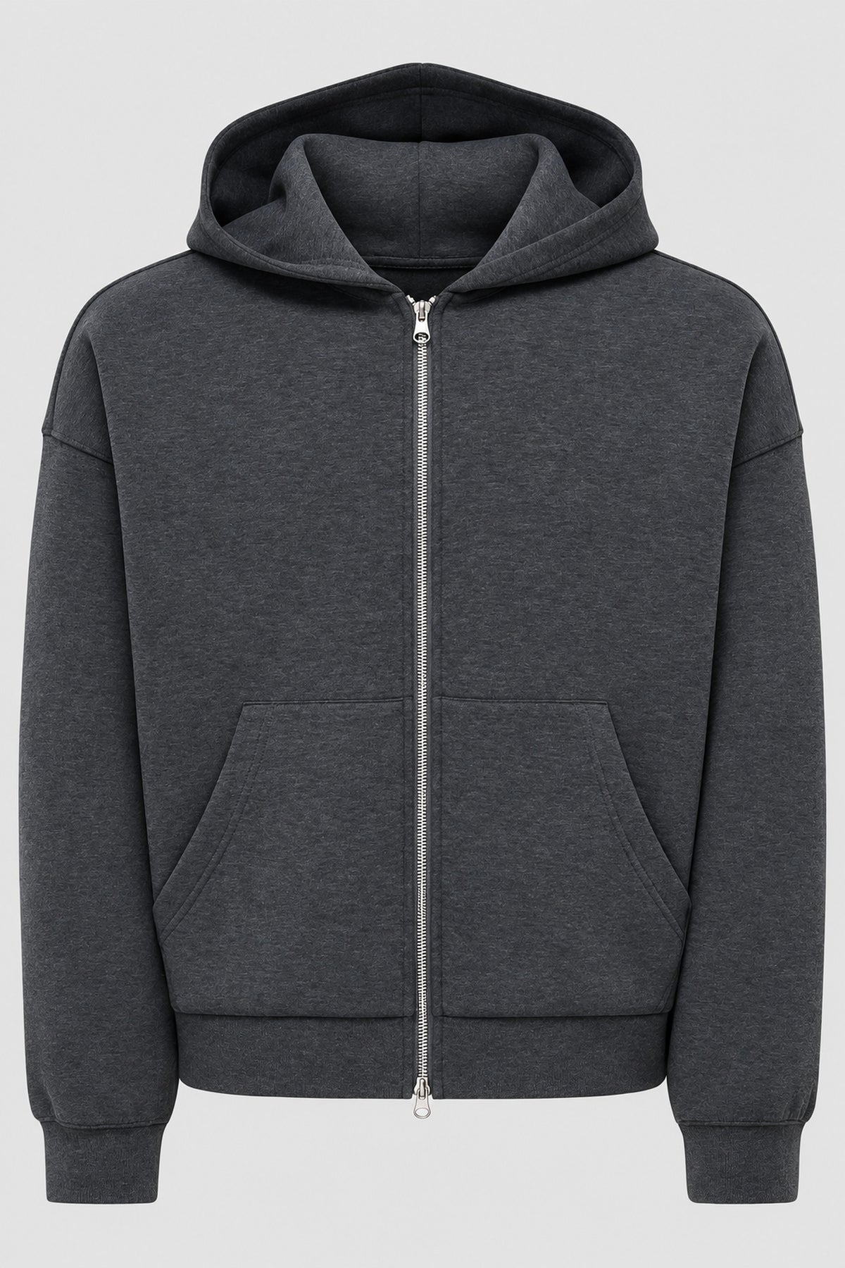 Only & Sons Goyle Box Fit Scuba Zip Hoodie Dark Grey Melange