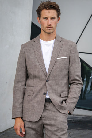 Selected SLIM OASIS LINEN BLAZER Dark Sand Melange