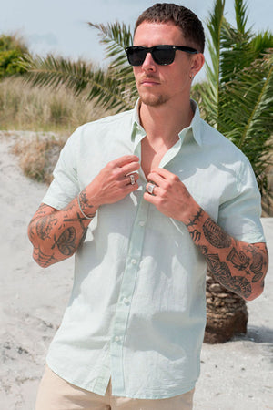 Selected Reg New Linen Shirt SS Vetiver