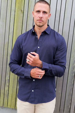 ONLY & SONS Caiden LS Linen Shirt Night Sky