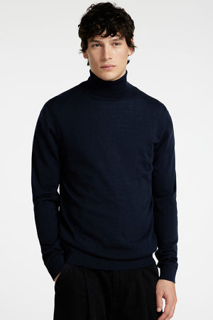 Selected Tray LS Merino Knit Roll Neck Navy Blazer