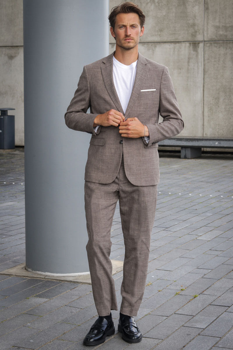 Selected SLIM OASIS LINEN BLAZER Dark Sand Melange