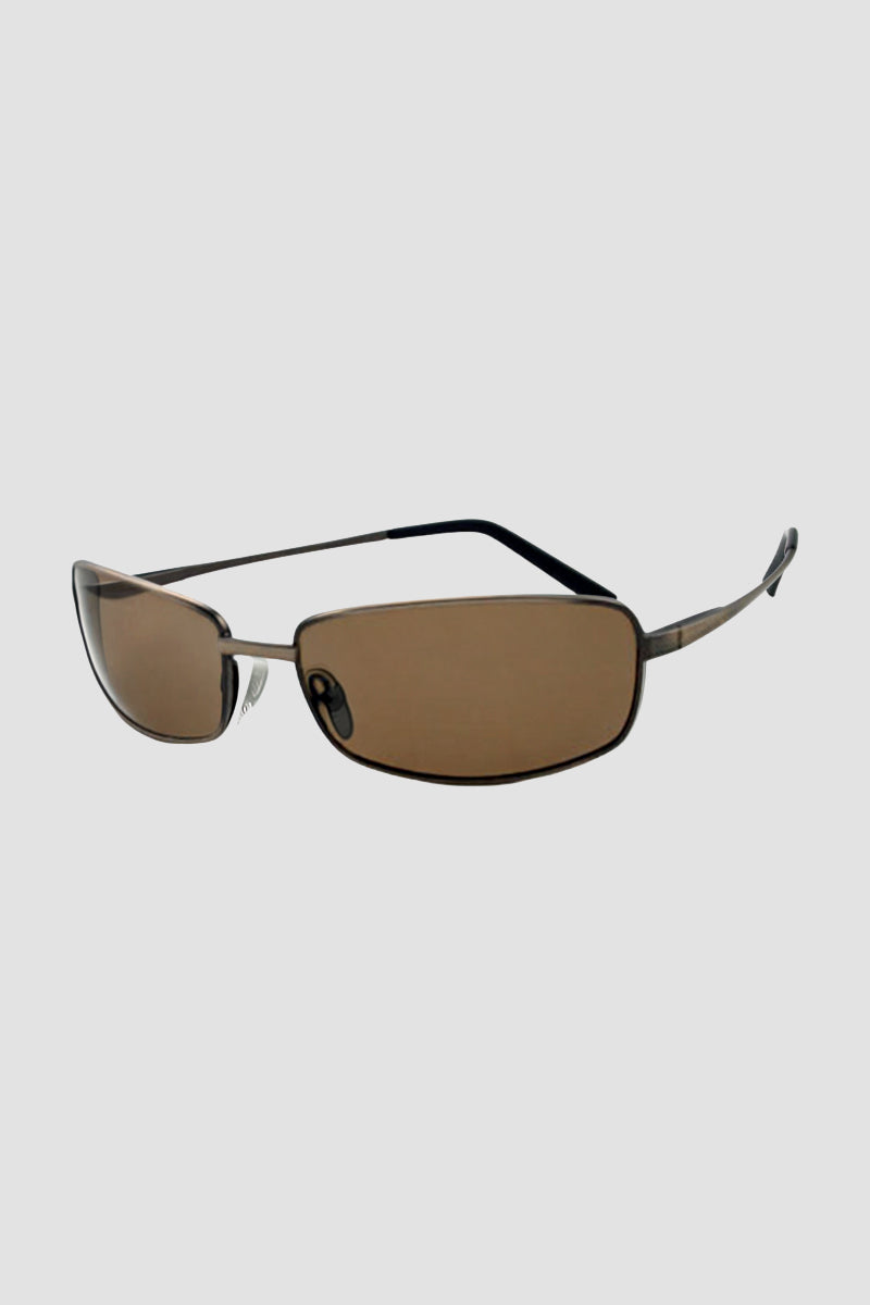 CBA Slim Rectangular Metal Sunglasses 6388 Brown