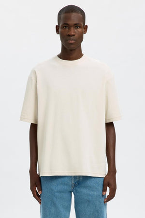 Selected Loose Oscar Ss O-neck Tee Oatmeal