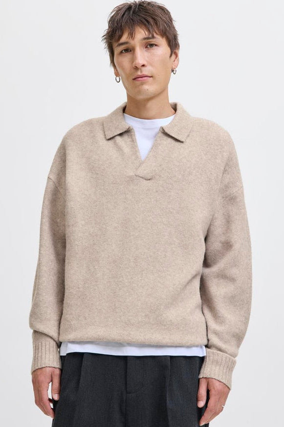 Jack & Jones Soho Ollie Knit Split Neck Atmosphere