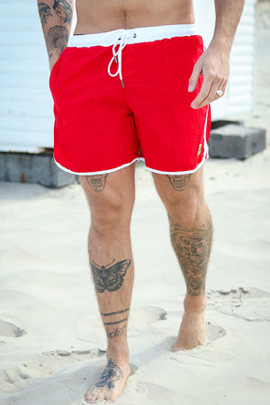 Urban Classics Retro Badeshorts Firered/White