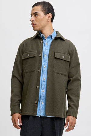 Jack & Jones Rayle Melange Solid LS Overshirt Peat