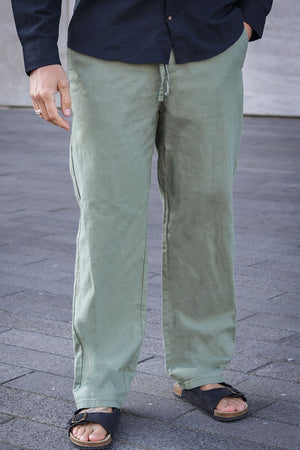 ONLY & SONS Sinus Loose Cotton Linen Pants Sea Spray