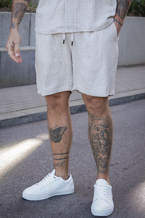 ONLY & SONS Tel Latham Linen Shorts Silver Lining