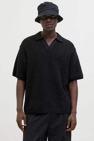 Jack & Jones Aros Knit Easter SS Crochet Polo Black