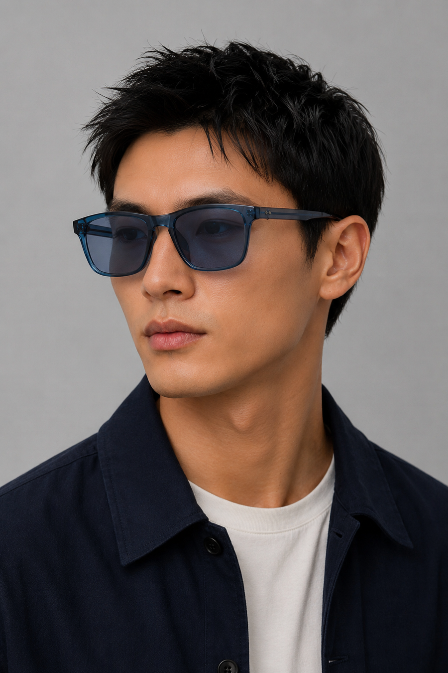 CBA 2415 Shiny Transparent Blue Sunglasses