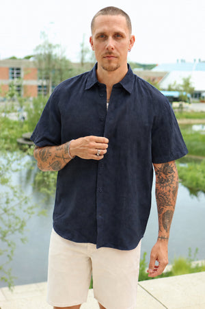 Selected Clay Linenblend SS Shirt Sky Captain