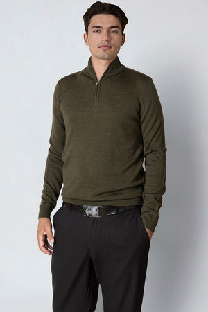 Clean Cut Copenhagen Merino Half Zip Army Melange