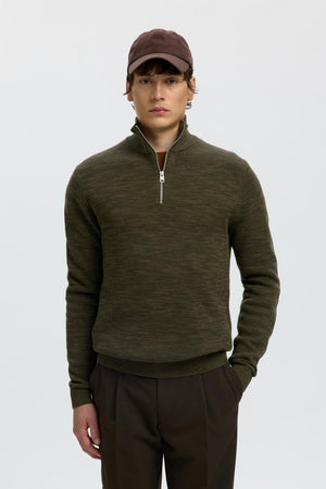Selected Dane LS Knit Structure Half Zip Forest Night