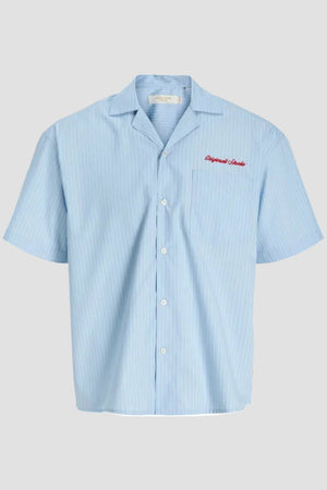 Jack & Jones Menton Poplin Stripe Resort Shirt SS Cashmere Blue