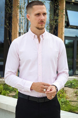 Clean Cut Copenhagen Oxford Stretch Stripe LS Violet Ice Striped