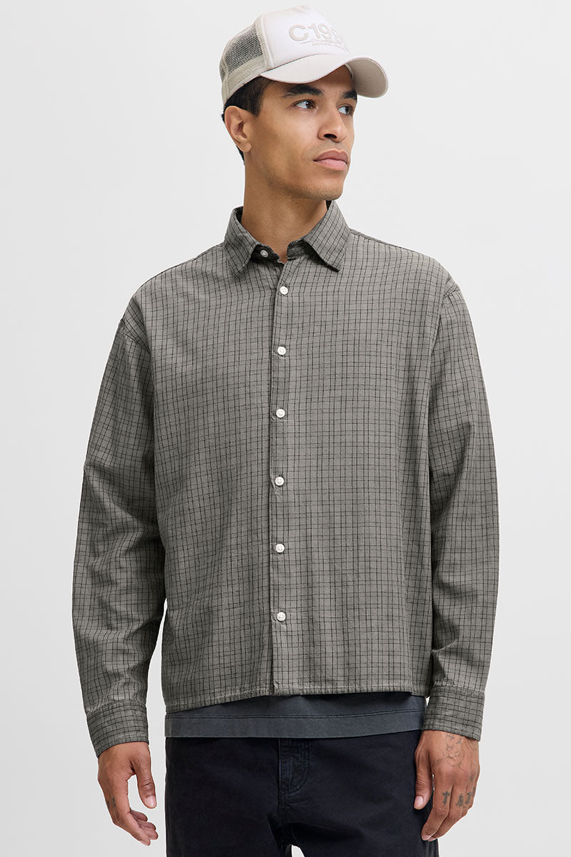 Jack & Jones Fade Overdyed Loose Fit LS Shirt Asphalt