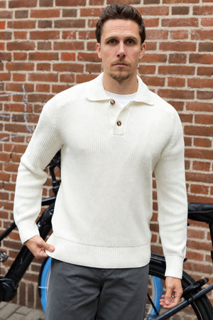 Selected Pim Knit Polo Camp Egret