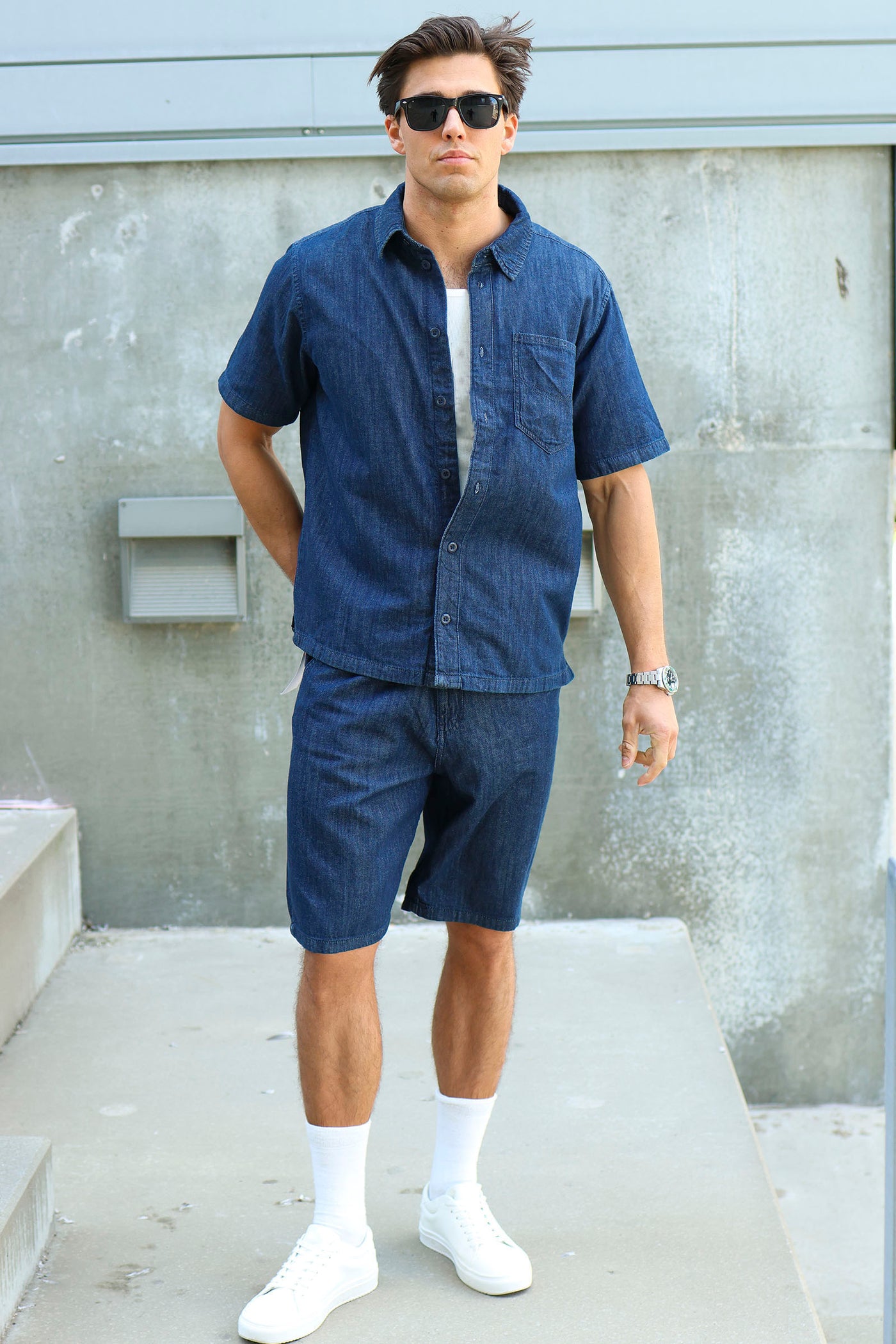 Solid Rogue Short Sleeve Shirt Middle Blue Denim