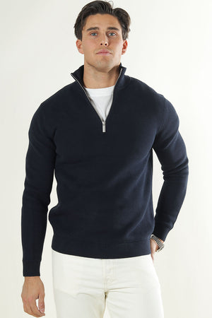 Selected Dane LS Structure Knit Half Zip Sky Captain