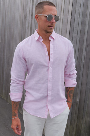 Only & Sons Caiden Life LS Solid Linen Blend Shirt Veiled Pink